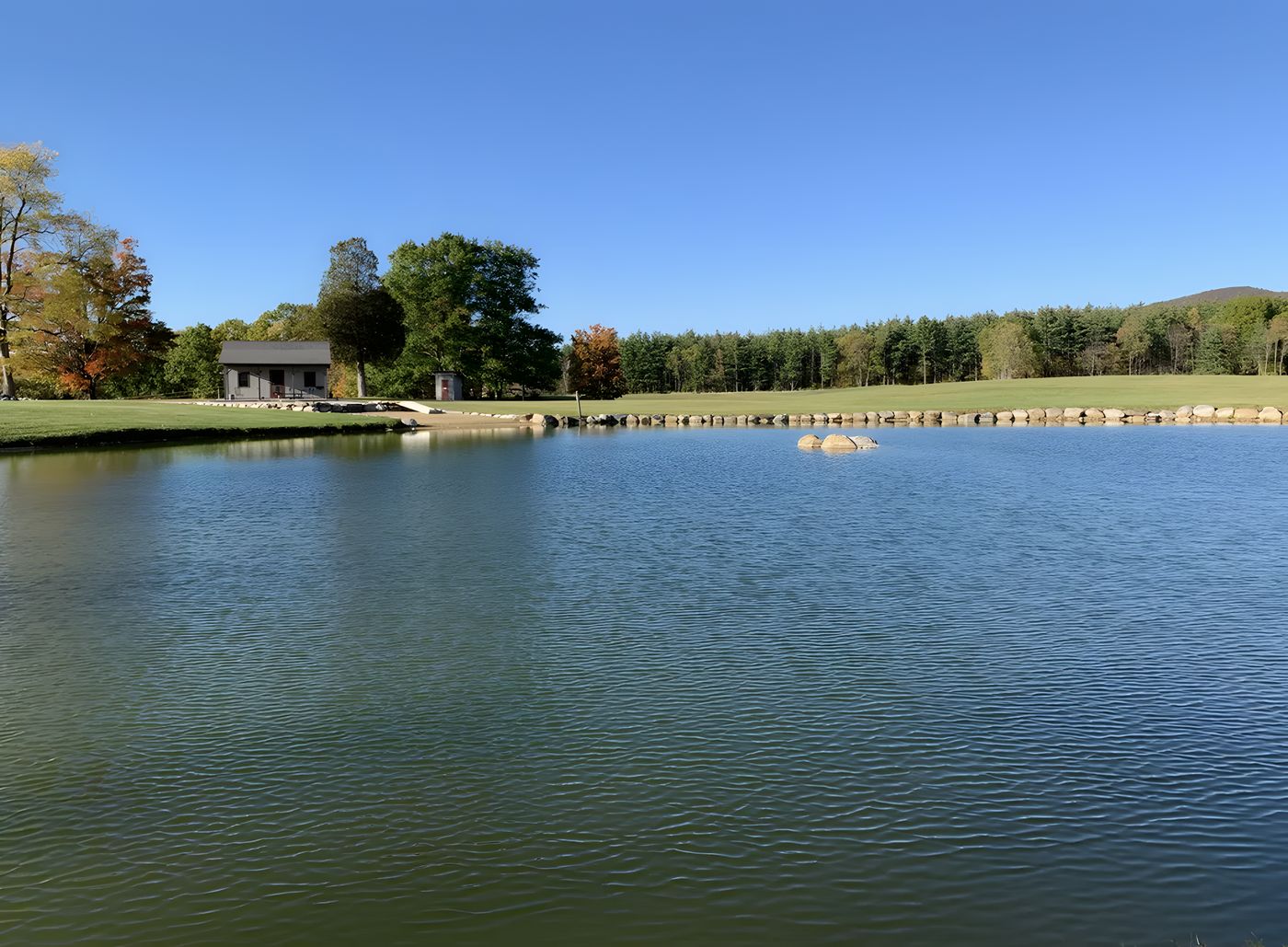 Filming location — pond and cabin, North Clarendon VT